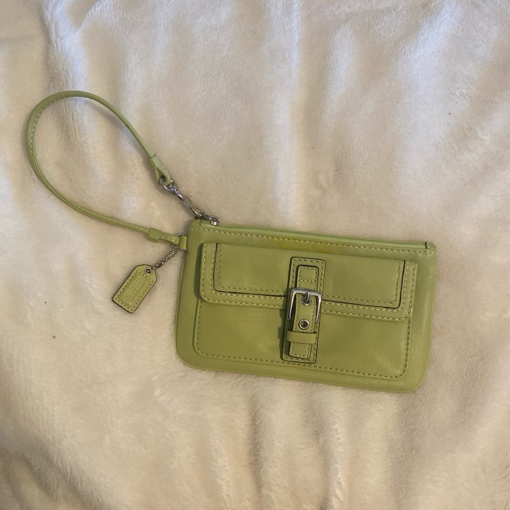 Coach Green Leather Wristlet